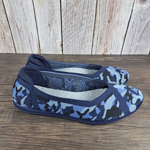 Clarks Cloudsteppers Carly Wish Camo Ballet Flats Women's Wide Sz 8 W Blue Camo - Picture 3 of 8
